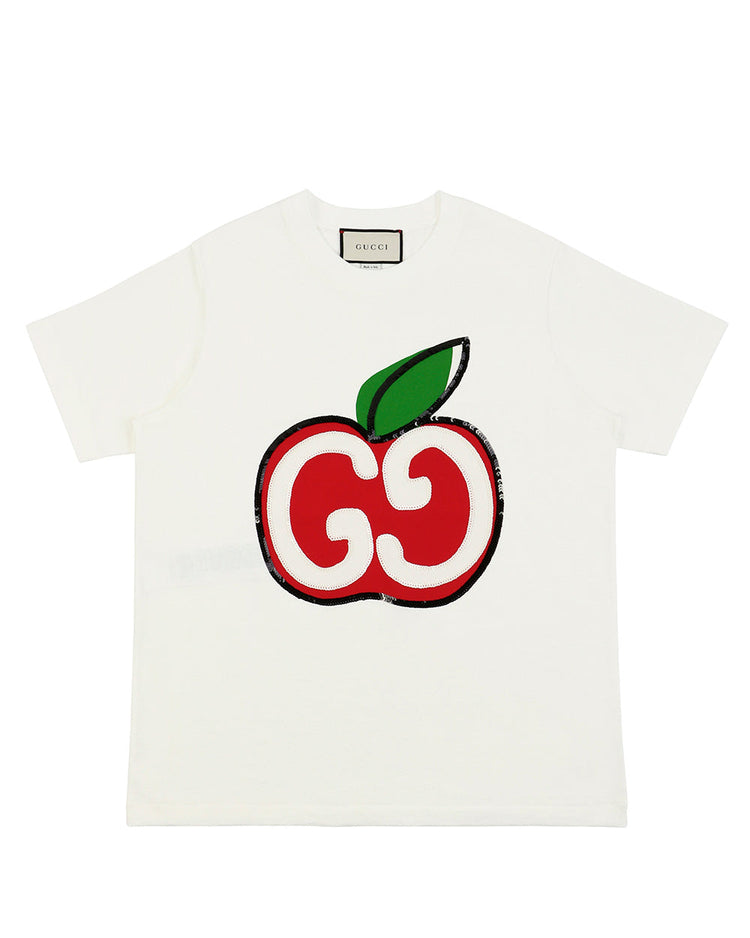 GG Apple Printed Cotton T-Shirt