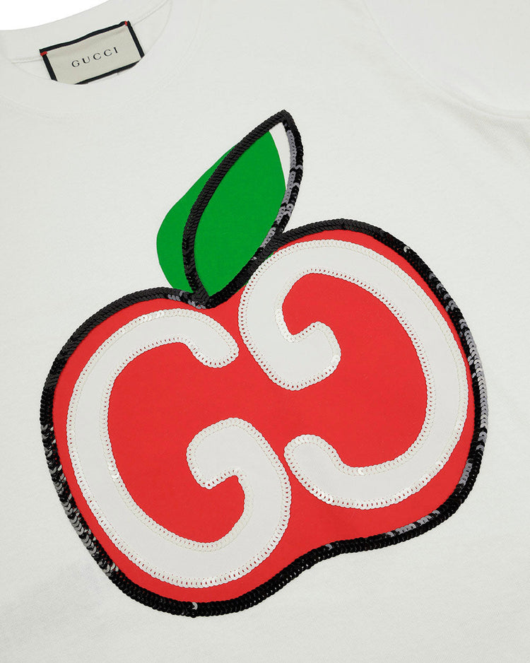 GG Apple Printed Cotton T-Shirt