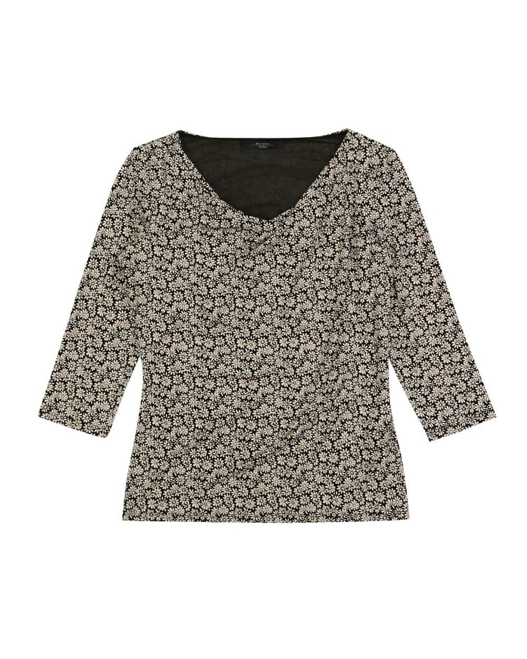 Patterned Cotton Short Sleeves Sweater