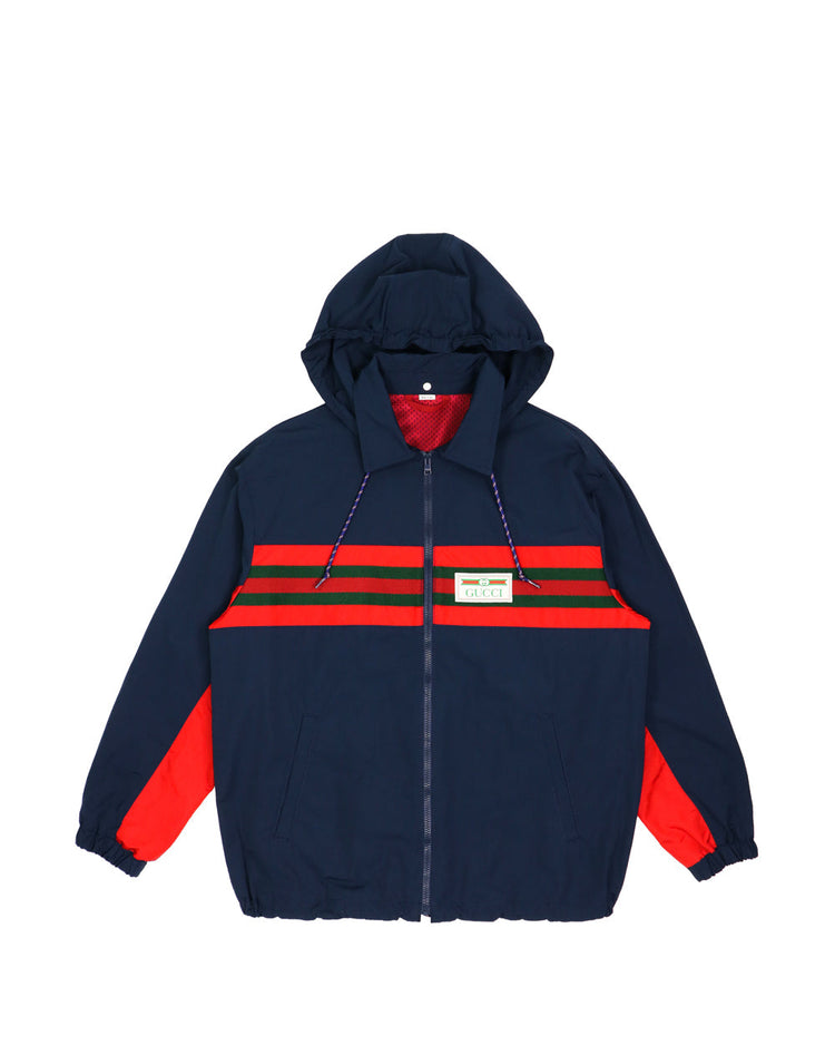 Nylon Jacket with Web and Gucci Label