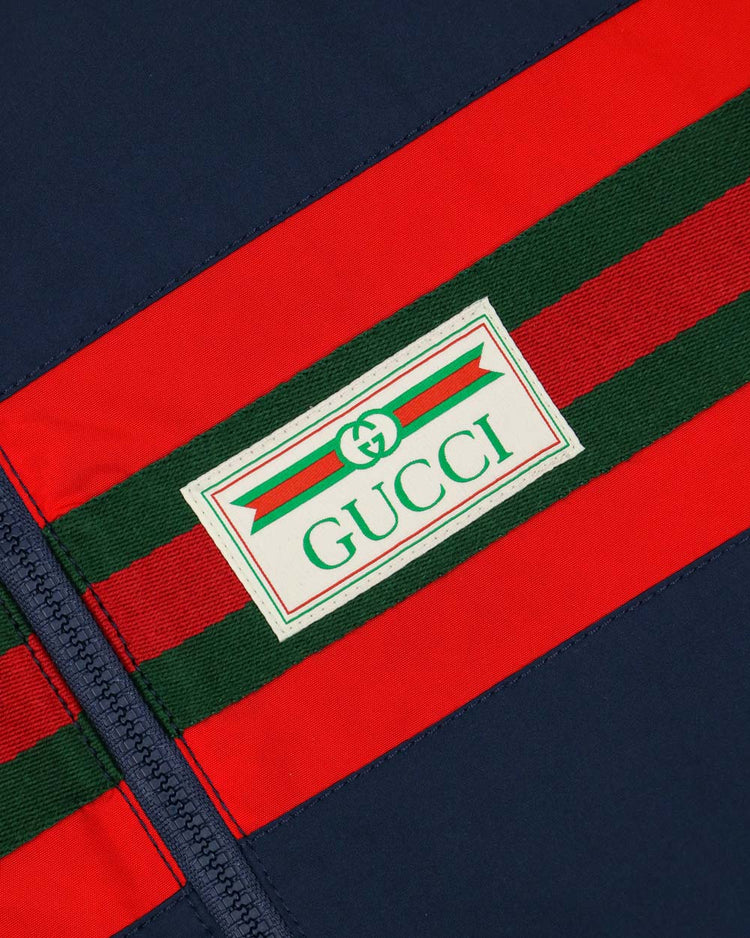 Nylon Jacket with Web and Gucci Label