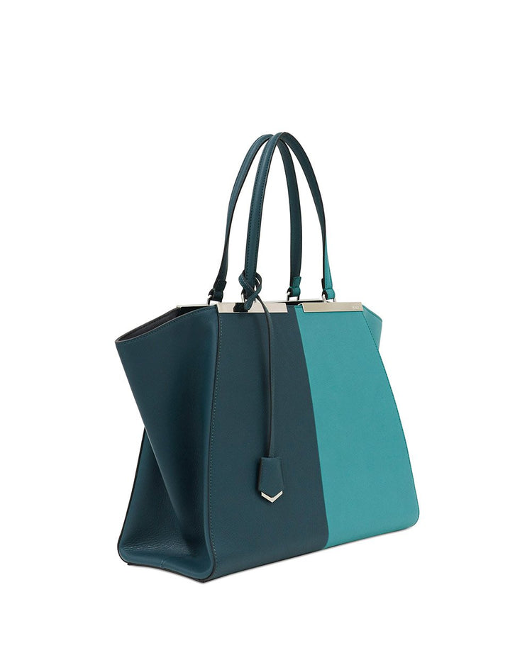 Bi-color Plain Pattern Leather Handbag - ISSI Outlet