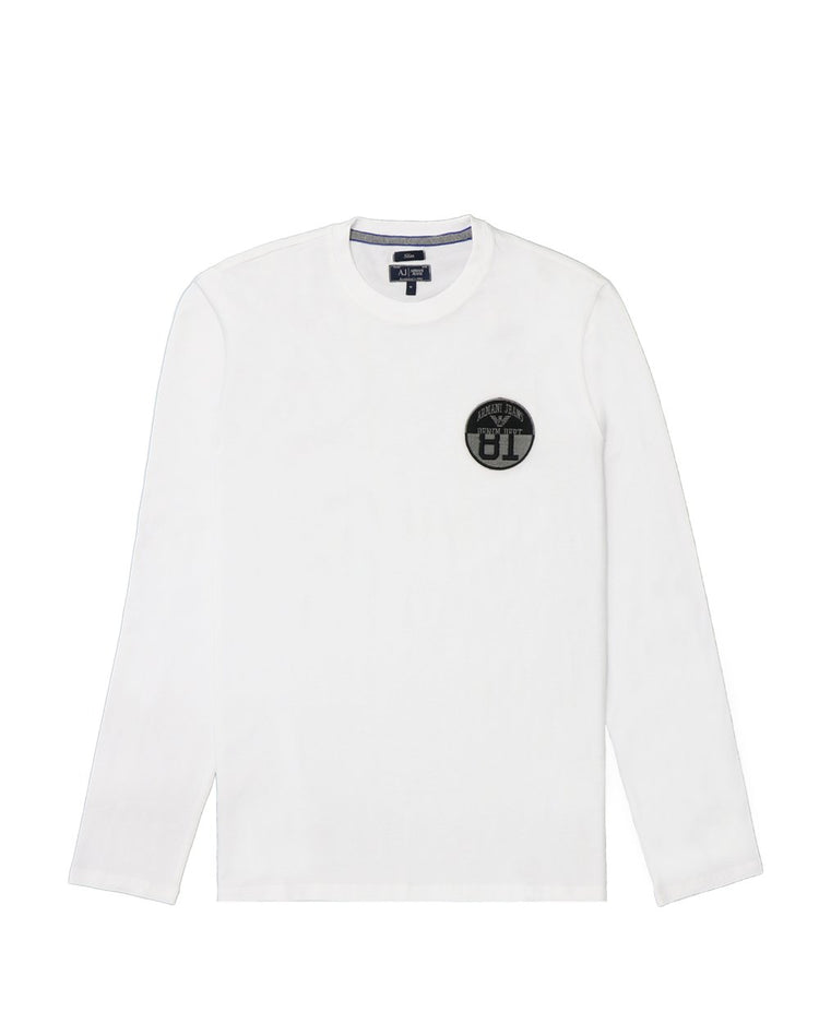 Cotton Logo Crew Neck Straight Long Sleeve T-Shirt