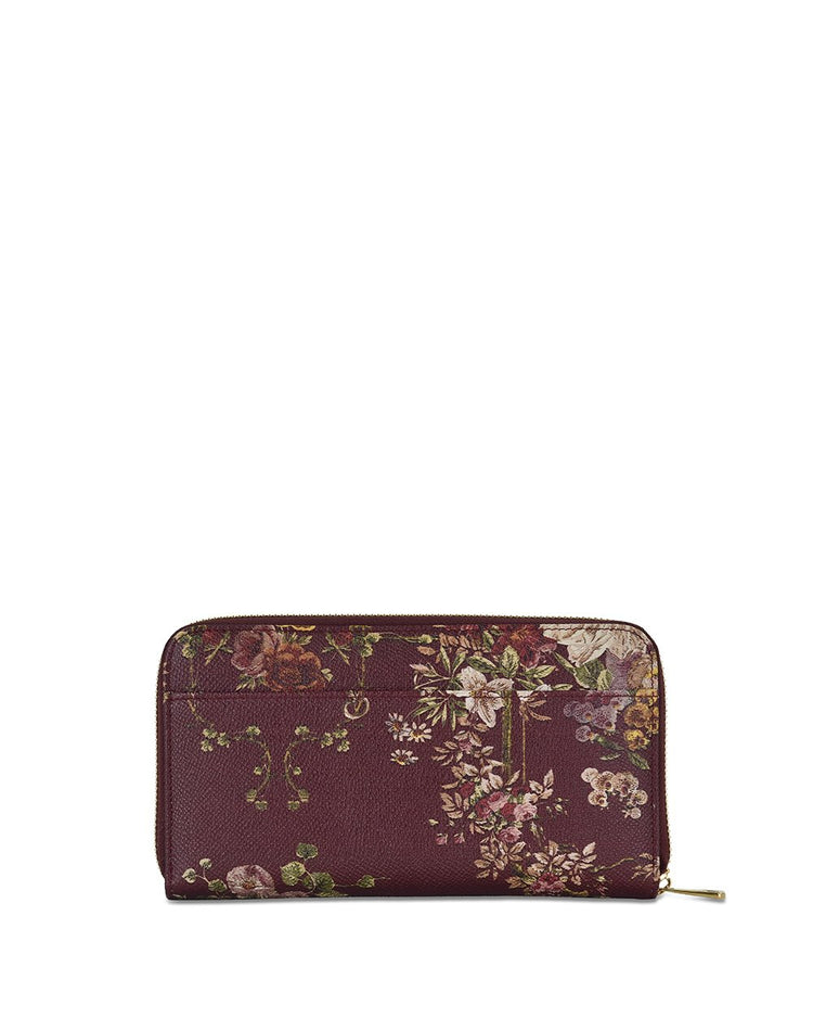 Floral-Printed Leather Continental Wallet