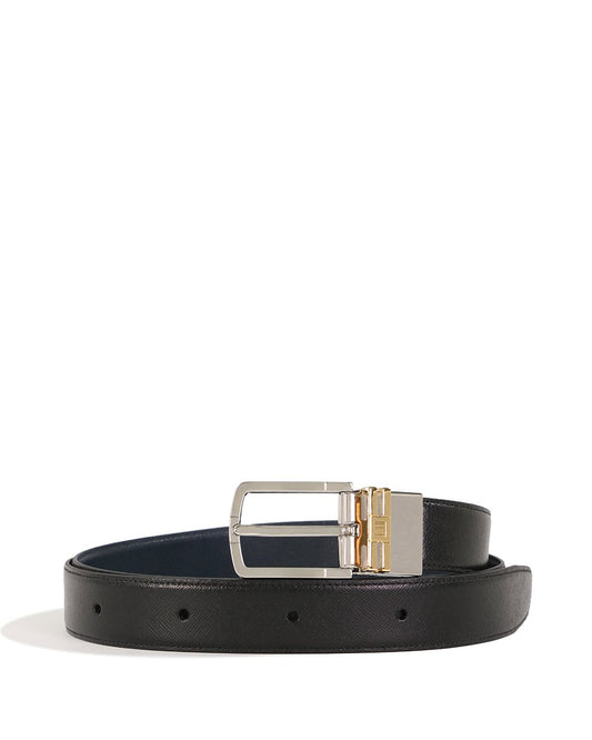 Silver Buckle Shadow Leather Belt - ISSI Outlet