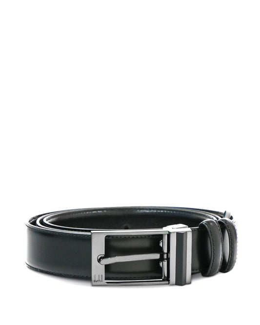 Black Leather Pin Buckle Reversible Belt - ISSI Outlet