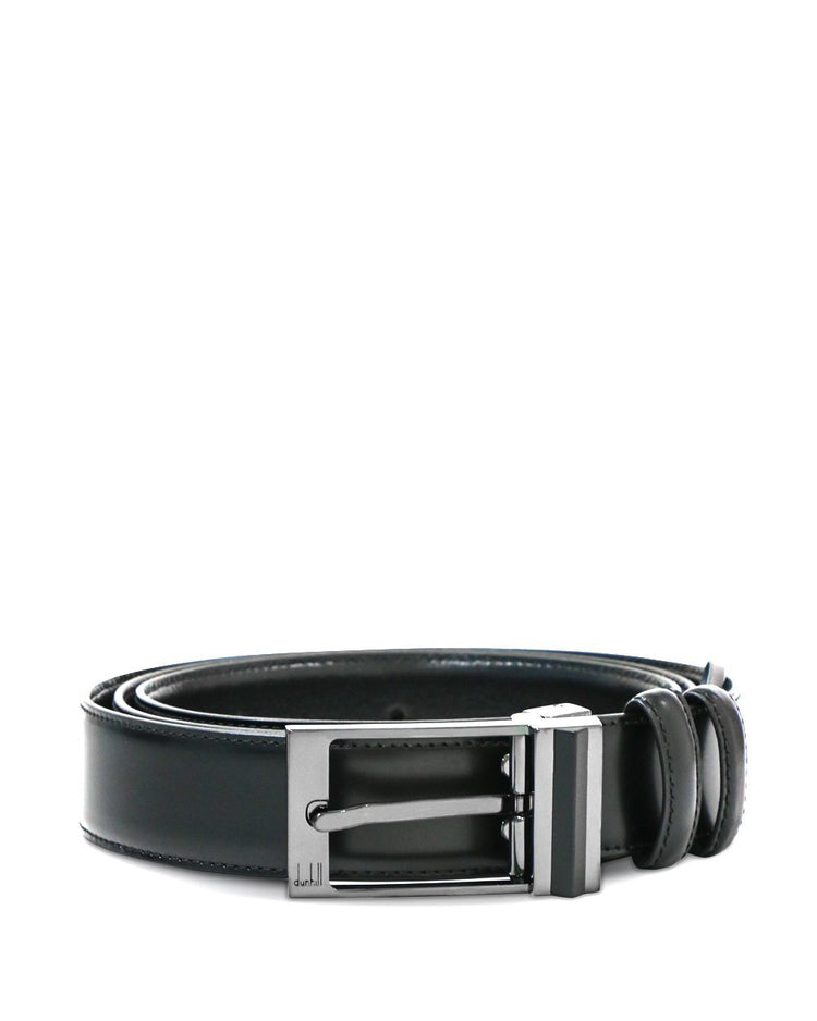 Black Leather Pin Buckle Reversible Belt