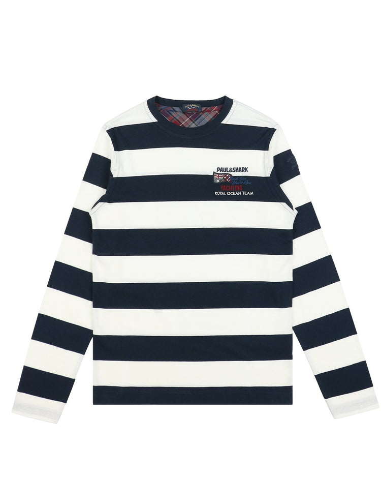 Classic Embroidered Striped Slim Long Sleeve T-Shirt - ISSI Outlet