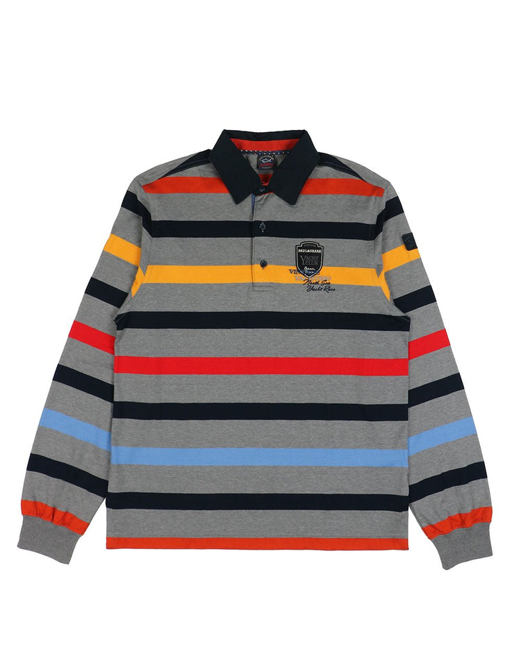 Long Sleeves Stripe Cotton Polo Shirt - ISSI Outlet