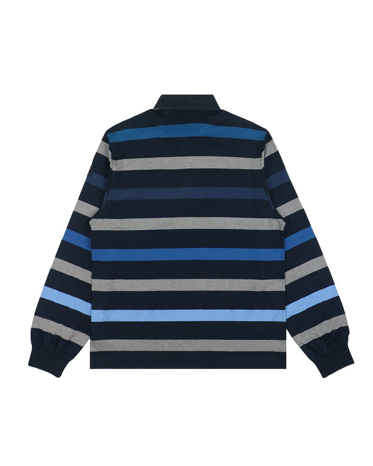 Long Sleeves Stripe Cotton Polo Shirt - ISSI Outlet