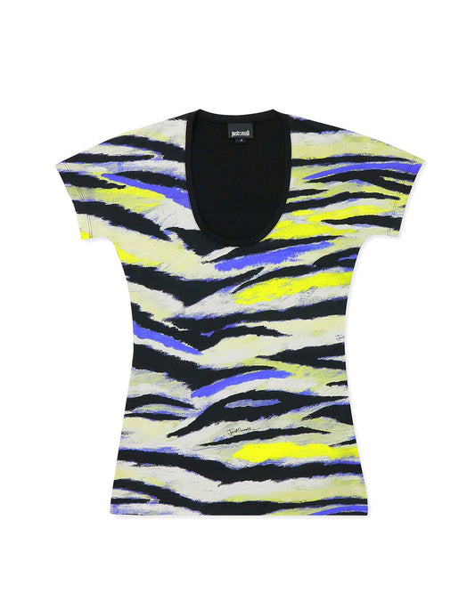 Print Round Neck Short Sleeves T-Shirt