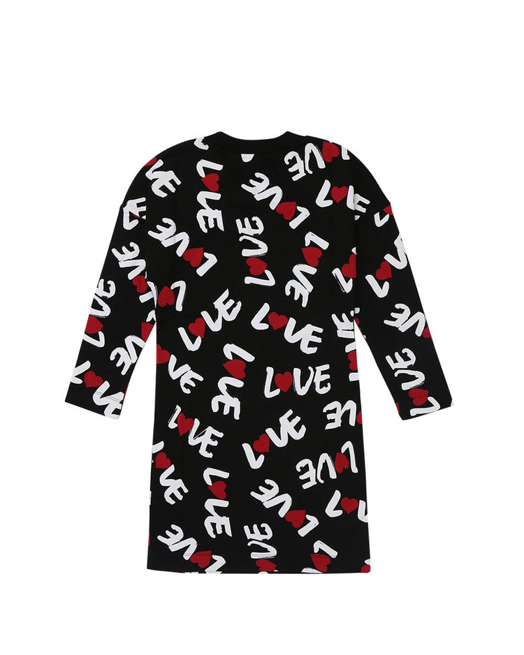 Love Moschino Long-sleeved Slogan Short One-piece Dress