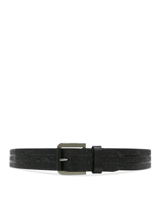 LOGO Printed Leather Pin Buckle Belt