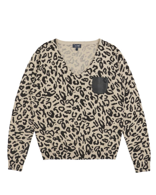 Leopard Print V-Neck Knitwear